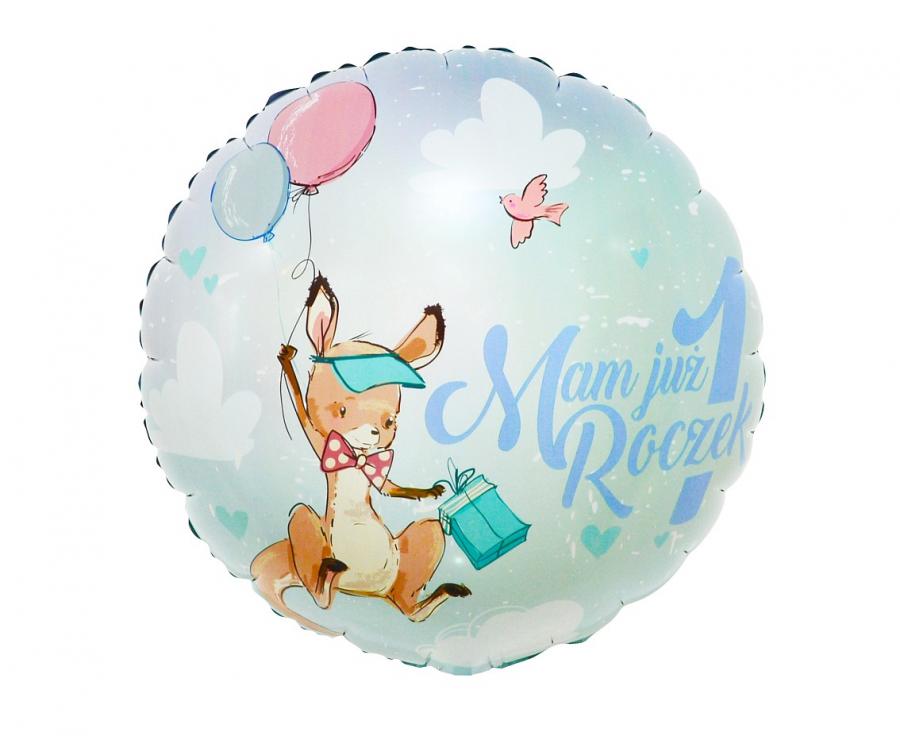 Balon foliowy Mam Już 1 Roczek, 18 cali, kangurek - Godan S.A. zdjęcie 1