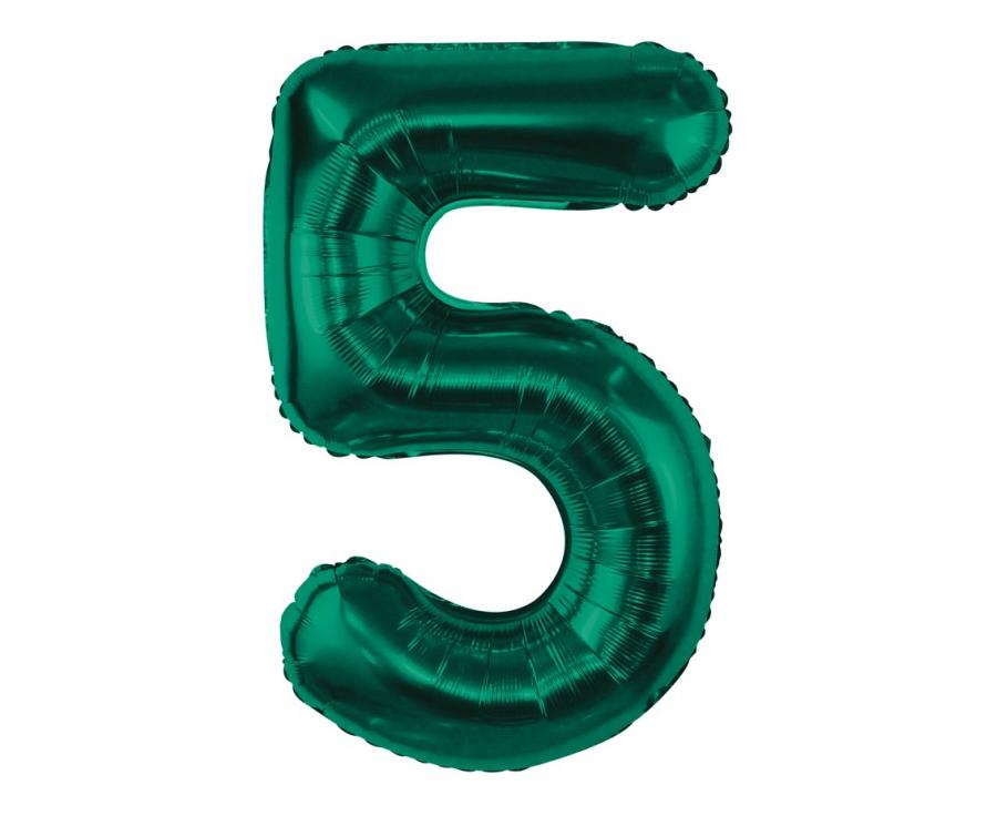 Balon foliowy B&C, cyfra 5, zieleń butelkowa, 85 cm - Godan S.A. zdjęcie 1