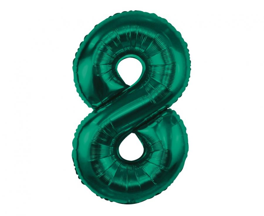 Balon foliowy B&C, cyfra 8, zieleń butelkowa, 85 cm - Godan S.A. zdjęcie 1