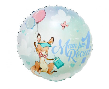 Balon foliowy Mam Już 1 Roczek, 18 cali, kangurek - Godan S.A. zdjęcie 1