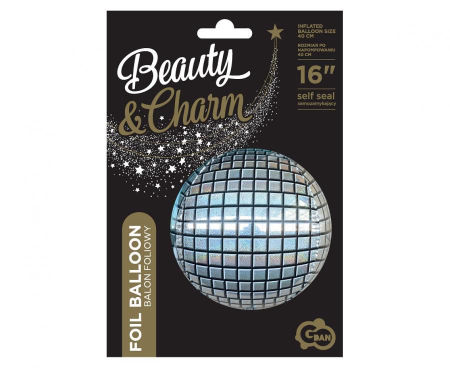 Balon foliowy Kula dyskotekowa, 40cm, holograficzna, kula disco - PartyDeco zdjęcie 2