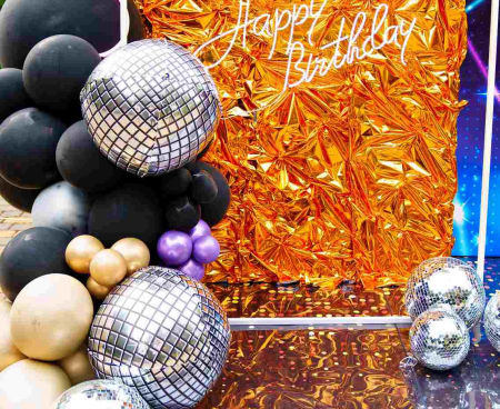 Balon foliowy Kula dyskotekowa, 40cm, holograficzna, kula disco - PartyDeco zdjęcie 3