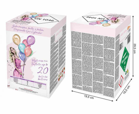 Butla z helem (jednorazowa) na 20 balonów rozm. 9 cali, prod. GoDan zdjęcie 2