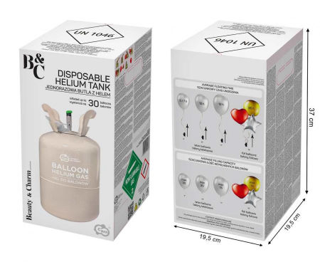 Butla z helem (jednorazowa) na 30 balonów rozm. 9 cali, prod. GoDan zdjęcie 3