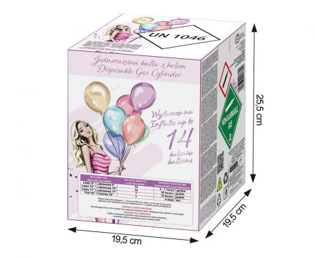 Butla z helem mała - jednorazowa - na 14 balonów rozm. 9 cali - Godan S.A. zdjęcie 2