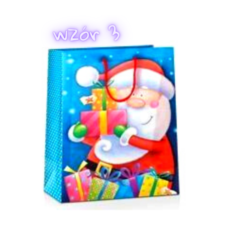 Torebka Prezentowa Boże Narodzenie, 32x26, duża, Mikołaj z prezentami