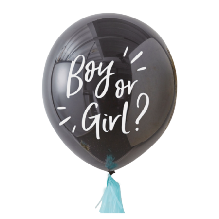 Balon Gigant Boy or Girl? Gender Reveal - Chłopiec XXL, 1m, baby shower z niebieskim konfetti