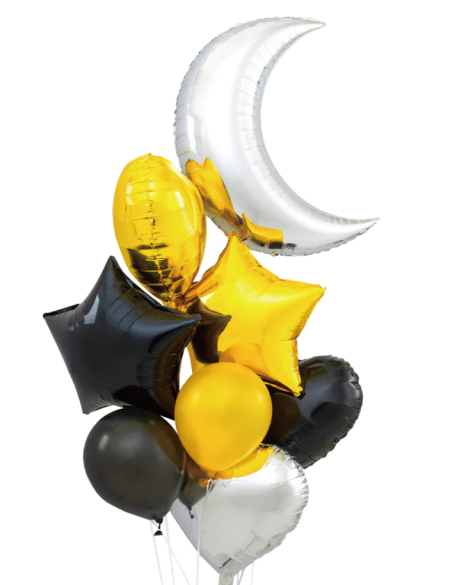 Zestaw balonów foliowych - Księżyc, serca, gwiazdy, mix kolorów, 8szt