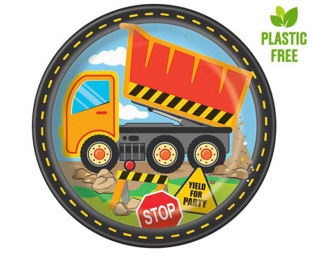 Talerzyki papierowe BUDOWA, 23 cm, 8 szt. (plastic-free), plac budowy