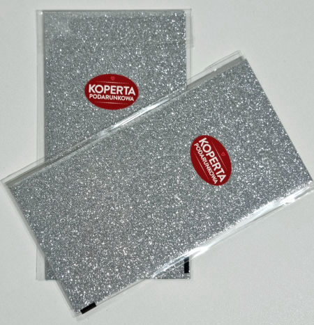 Koperta ozdobna, srebrna, brokat