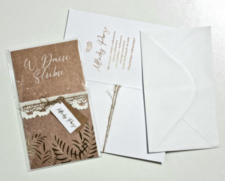 Naturalna Kartka Ślubna dla Młodej Pary - w Dniu Ślubu, Premium, złota