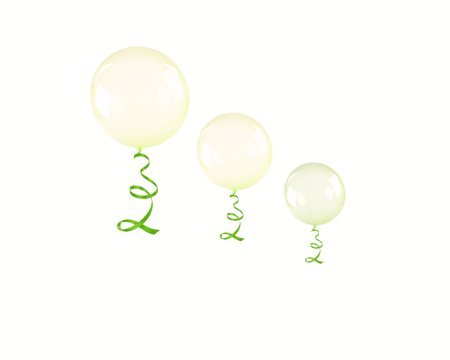 Balon Bubble 50cm, transparentny, limonkowy, żółty