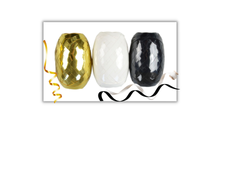 Wstążki - zestaw wstążek do pakowania prezentów  - czarna, biała, złota