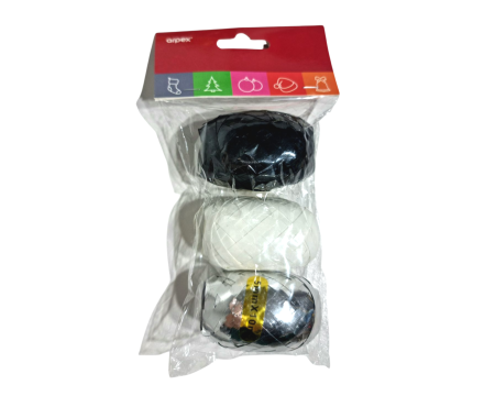 Wstążki - zestaw wstążek do pakowania prezentów  - czarna, biała, srebrna