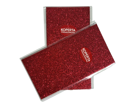 Koperta ozdobna, czerwona, brokat