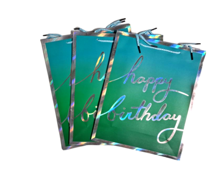 Torebka Prezentowa Happy Birthday, gradient ombre, A4, błękitno-zielona, ombre
