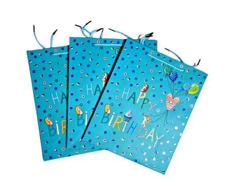 Torebka Prezentowa Happy Birthday, niebieska A4