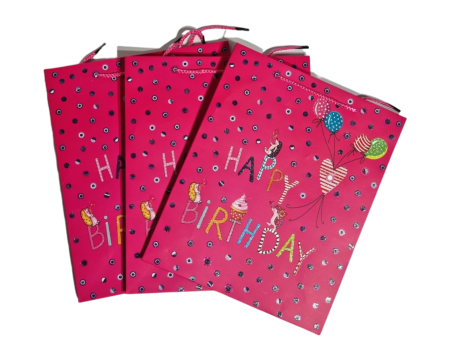 Torebka Prezentowa Happy Birthday, różowa A4