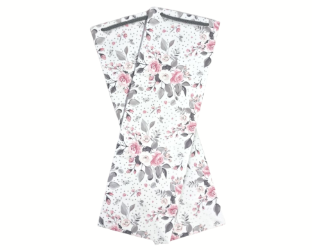 Torebka Prezentowa na butelkę, alkohol, biała, kwiaty, srebrne grochy