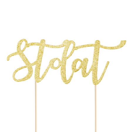 Topper na tort, urodziny, Sto lat złoty, 13x14 cm