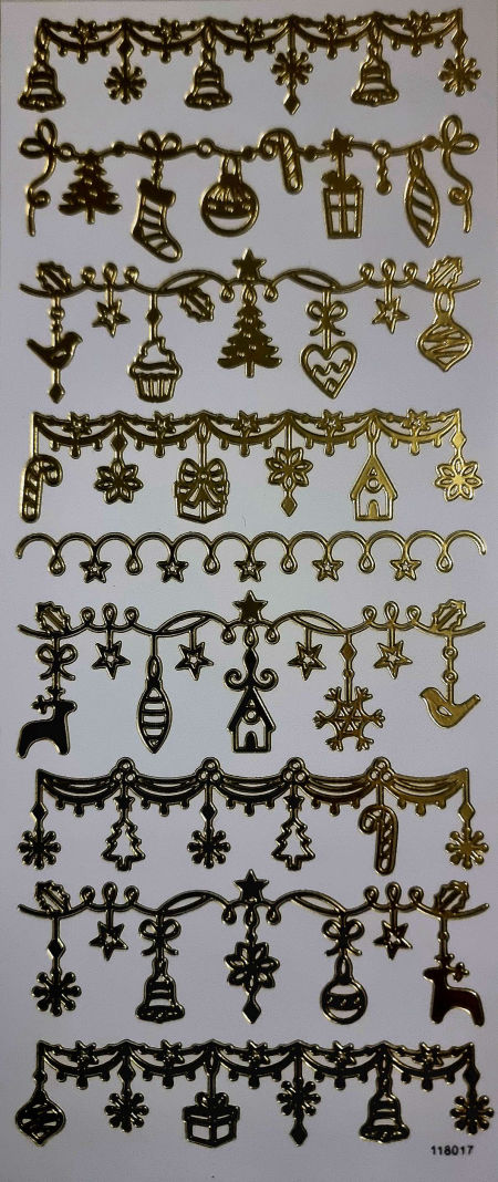 Naklejki ażurowe metaliczne, stickersy - bombki, złote, arkusz 24x10