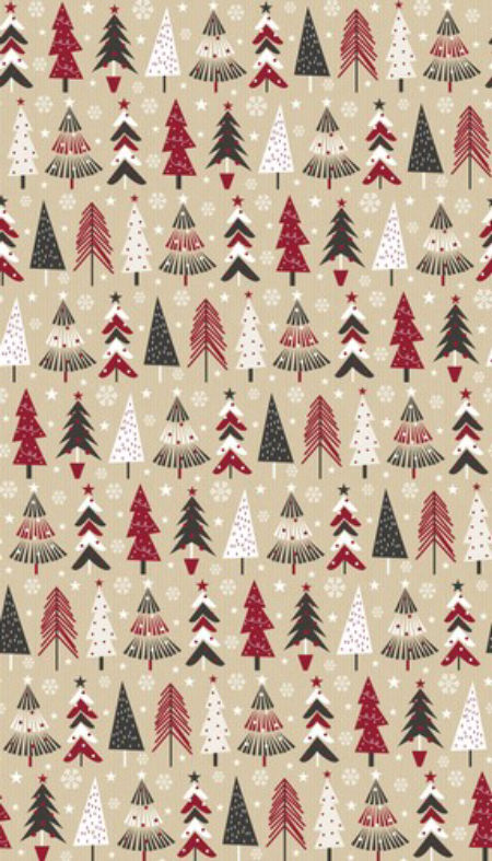 Papier prezentowy, kraft,  czerwone choinki, Boże Narodzenie, 70x200 cm