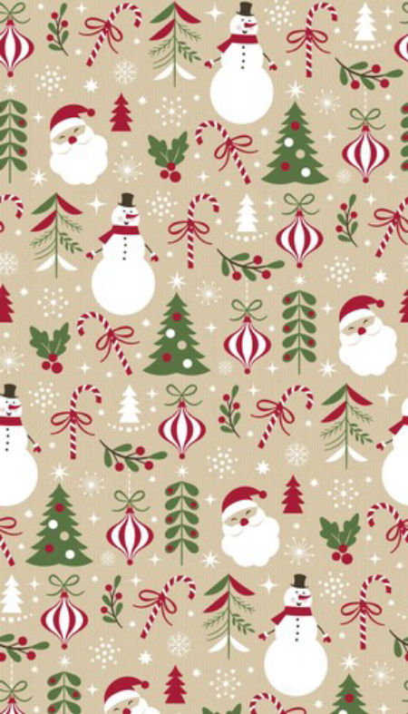 Papier prezentowy, kraft,  Mikołaje, bałwany, bombki,  Boże Narodzenie, 70x200 cm