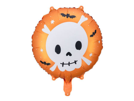 Balon foliowy czaszka, halloween, pomarańczowy, 45 cm,