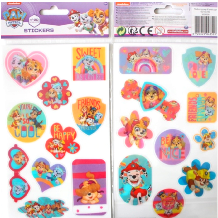 Naklejki Psi Patrol, Paw Patrol 3D, holograficzne, ruchome, trójwymiarowe, 20 szt./holo/epoks
