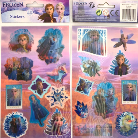 Naklejki Disney, Frozen, Śnieżna Kraina, holograficzne, ruchome, trójwymiarowe, 20 szt.