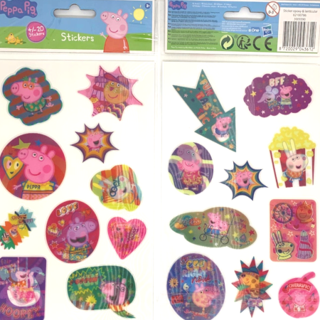 Naklejki Świnka Peppa, Peppa Pig, 3D, holograficzne, ruchome, trójwymiarowe, 20 szt.