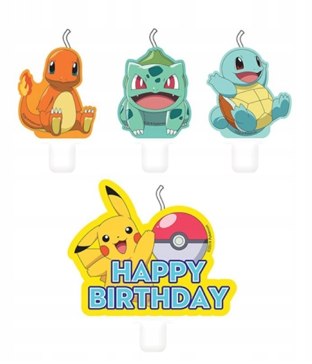Świeczki na tort Pokemon, Pikachu 4 szt.