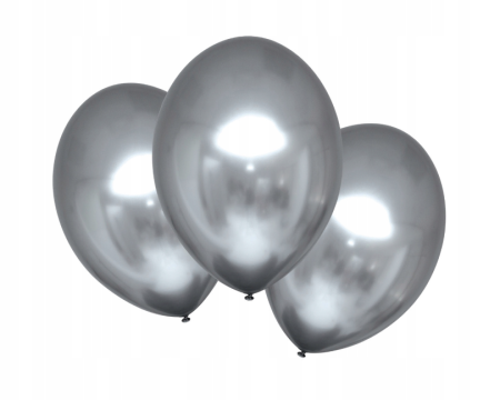 Balony lateksowe Satin Luxe Chrome, platynowe, chrom, lustrzane, Srebrne 28cm, 6 szt.