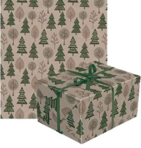 Papier prezentowy, kraft, choinki, Boże Narodzenie, 70x200 cm