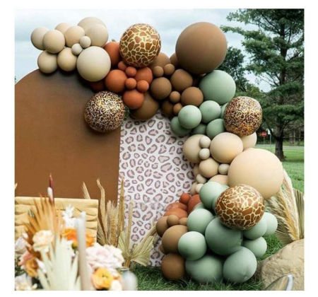 Gotowa Girlanda balonowa Safari, zestaw 118 el., brąz, beż, zieleń, eukaliptus