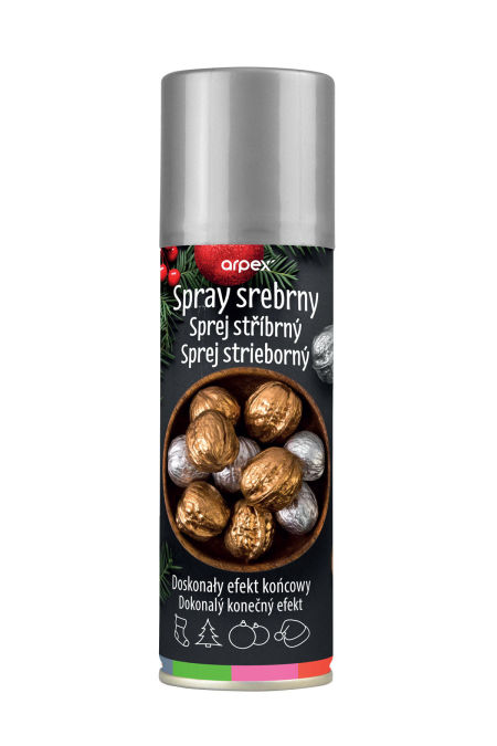 Spray dekoracyjny srebrny, 125ml, brokat w sprayu