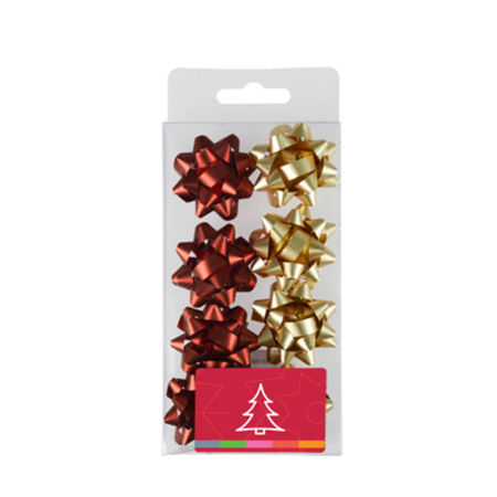 Pakowanie prezentów - Kokardki samoprzylepne, mini, Glamour (8 szt.) - czerwone, złote