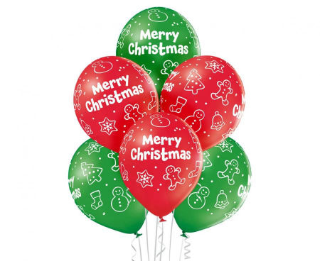 Balony D11  Merry Christmas 1C5S, 6 szt., zestaw