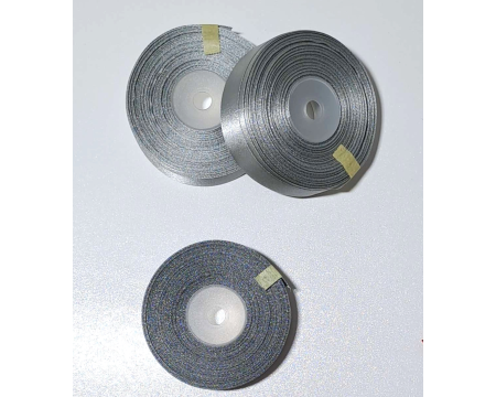 Wstążka, tasiemka satynowa 25mm - 27,4m, ciemny srebrny