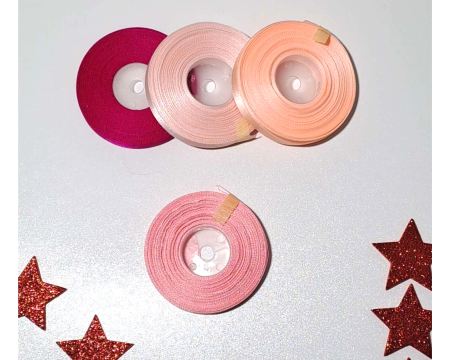 Wstążka, tasiemka satynowa 12,5mm - 27,4m, różowy