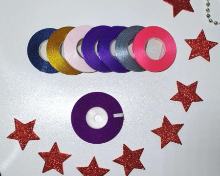 Wstążka, tasiemka satynowa 6mm - ok. 32 m, fioletowo bordowy