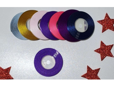 Wstążka, tasiemka satynowa 6mm - 27,4m, fioletowo-niebieski