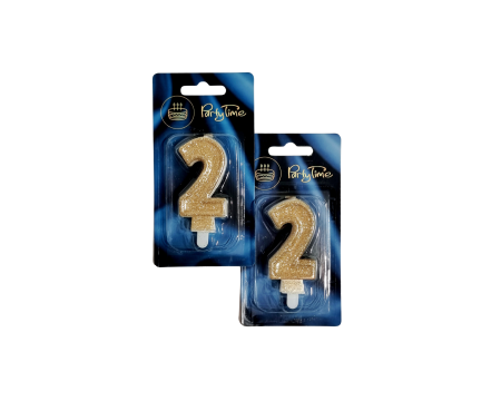 Świeczka Premium, złota cyferka 2