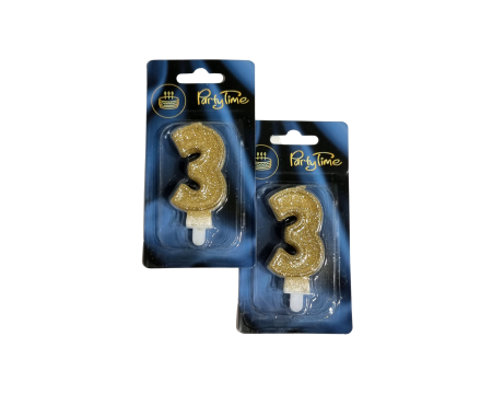 Świeczka Premium, złota cyferka 3