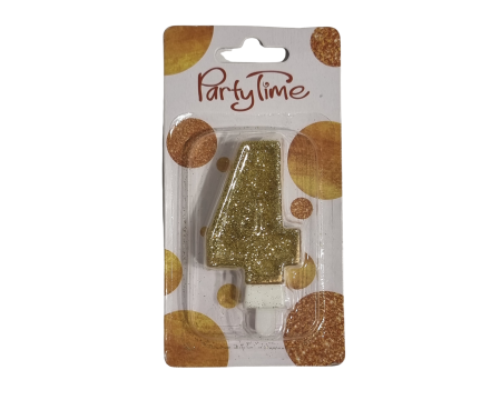 Świeczka Premium, złota cyferka 4