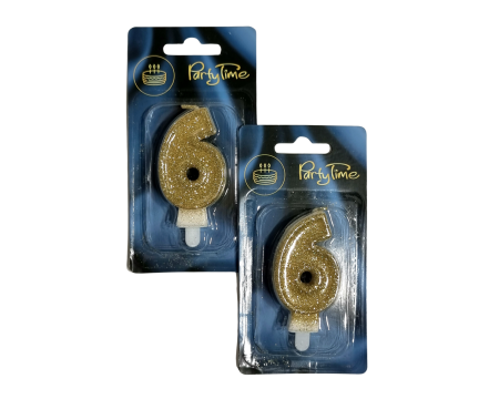 Świeczka Premium, złota cyferka 6