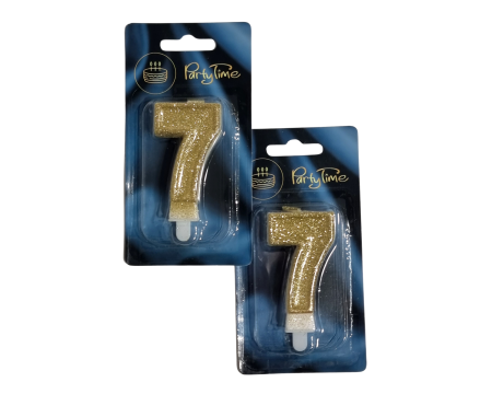 Świeczka Premium, złota cyferka 7