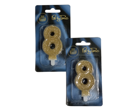 Świeczka Premium, złota cyferka 8