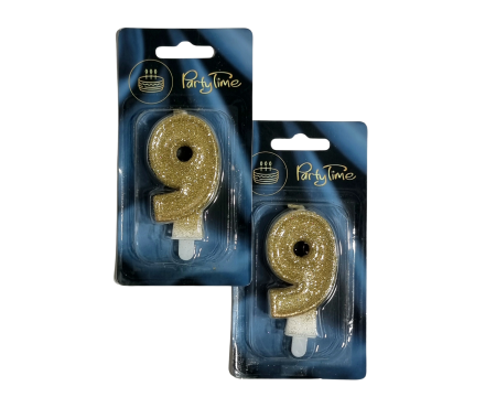 Świeczka Premium, złota cyferka 9