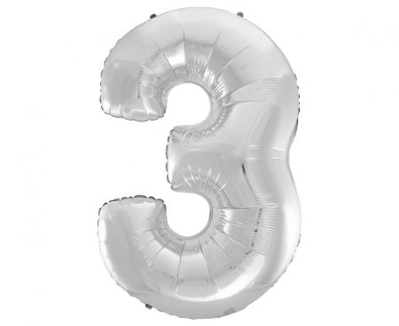 Balon foliowy Cyfra 3, srebrna, Beauty&Charm, 92 cm